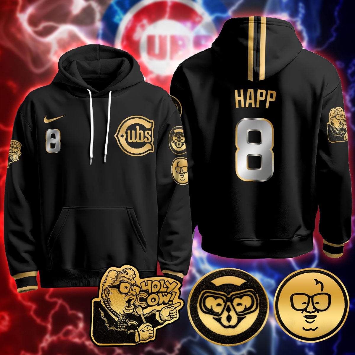 Chicago Cubs Limited Hoodie – Harry Caray “Holy Cow” Patch – All Stitched