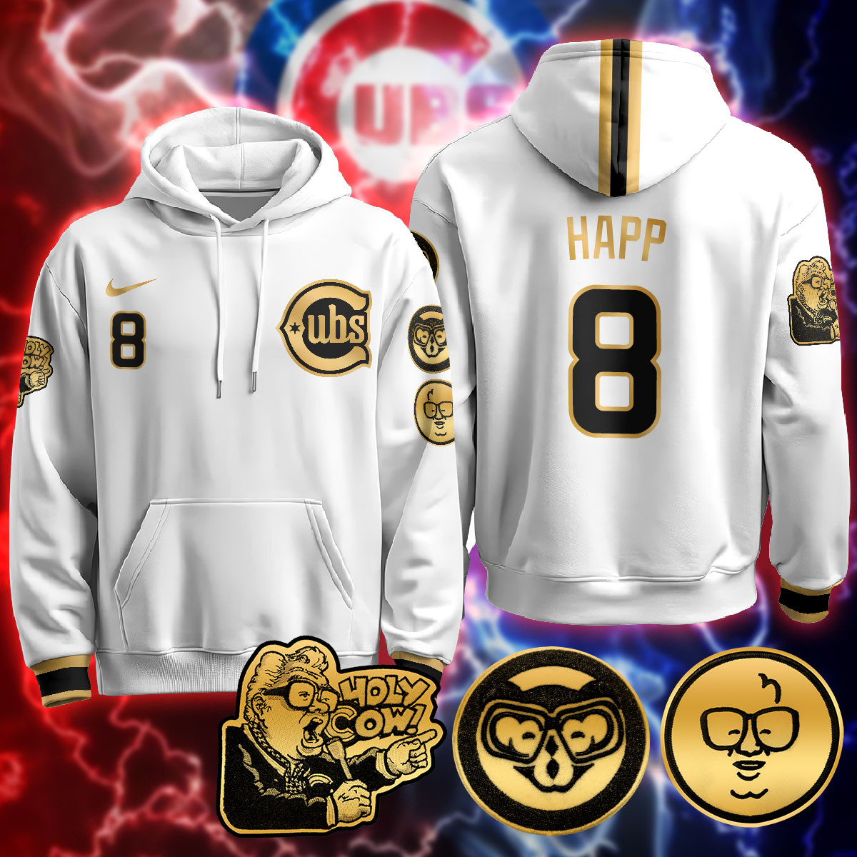 Chicago Cubs Limited Hoodie – Harry Caray “Holy Cow” Patch – All Stitched