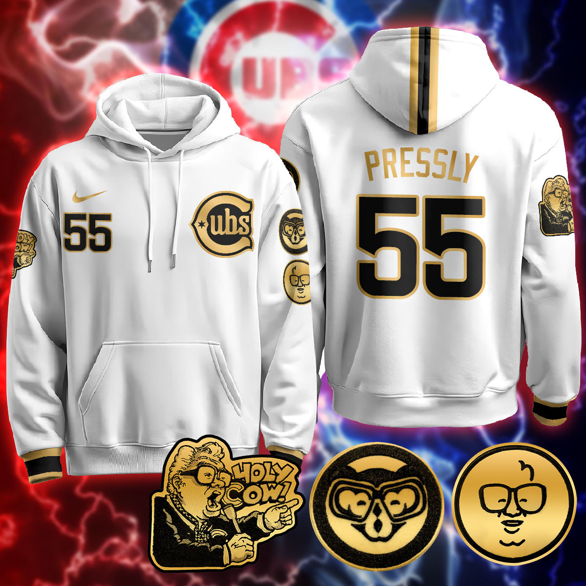 Chicago Cubs Limited Hoodie – Harry Caray “Holy Cow” Patch – All Stitched