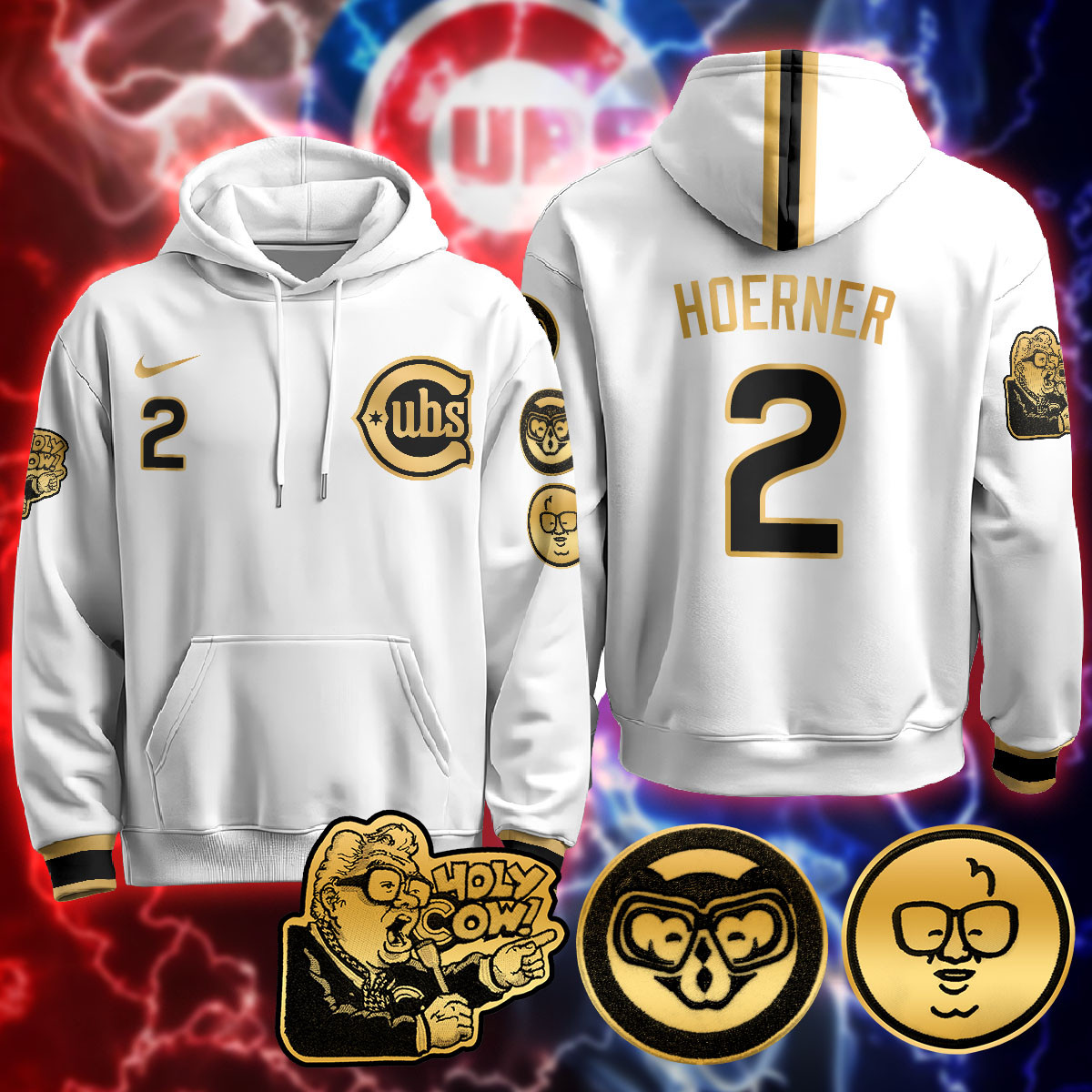 Chicago Cubs Limited Hoodie – Harry Caray “Holy Cow” Patch – All Stitched