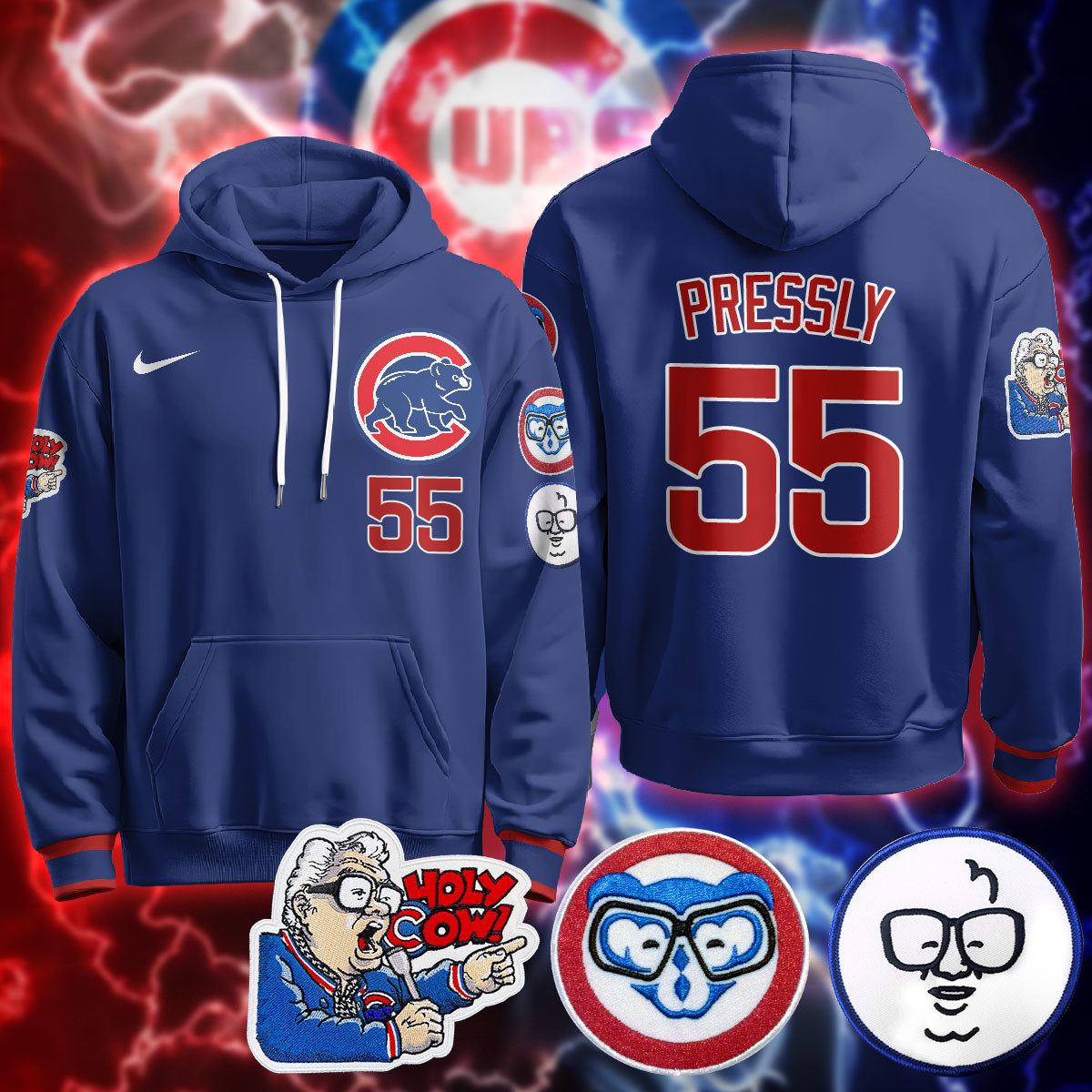 Chicago Cubs Limited Hoodie – Harry Caray “Holy Cow” Patch – All Stitched