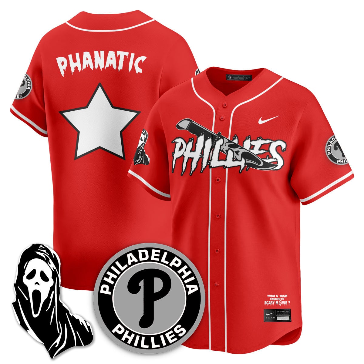 Men’s Philadelphia Phillies “Scream Ghostface” Jersey – Stitched