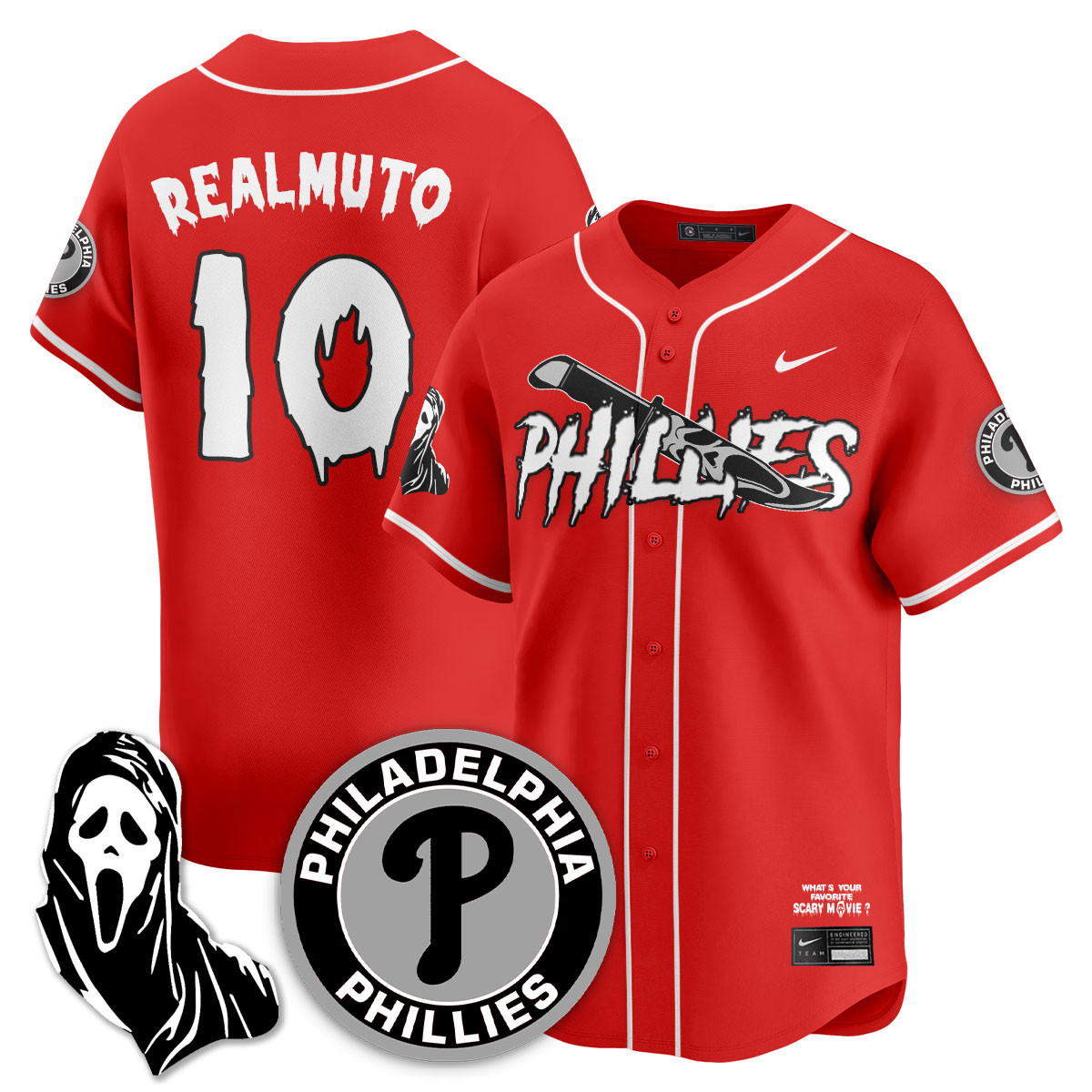Men’s Philadelphia Phillies “Scream Ghostface” Jersey – Stitched