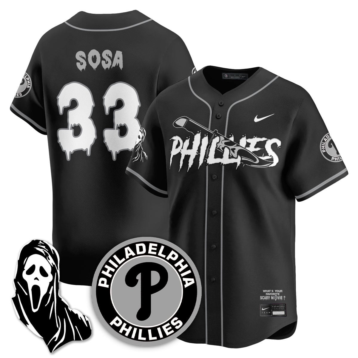 Men’s Philadelphia Phillies “Scream Ghostface” Jersey – Stitched