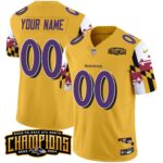 Ravens Maryland Flag Back To Back AFC North Champions Patch Vapor Limited Custom Jersey – All Stitched