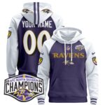 Baltimore Ravens 2024 AFC North Division Champions Patch Custom Pullover Hoodie – All Stitched