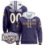 Baltimore Ravens 2024 AFC North Division Champions Patch Custom Pullover Hoodie – All Stitched