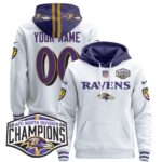 Baltimore Ravens 2024 AFC North Division Champions Patch Custom Pullover Hoodie – All Stitched