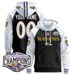 Baltimore Ravens 2024 AFC North Division Champions Patch Custom Pullover Hoodie – All Stitched