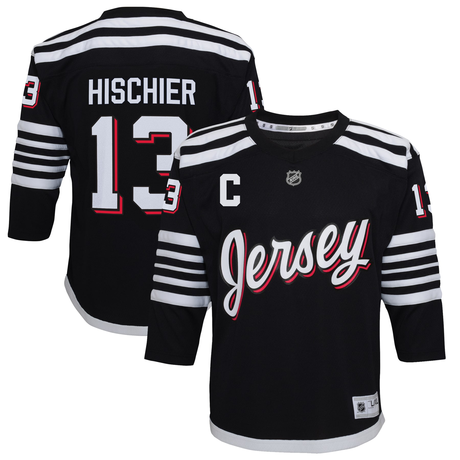 Nico Hischier New Jersey Devils Youth Captain Patch Home Replica Player Jersey – Red