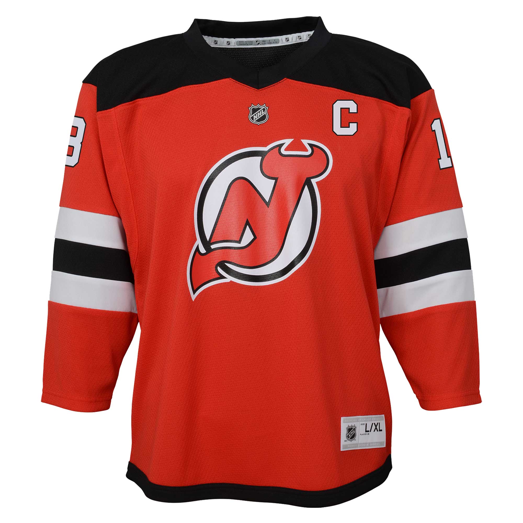 Nico Hischier New Jersey Devils Youth Captain Patch Home Replica Player Jersey – Red