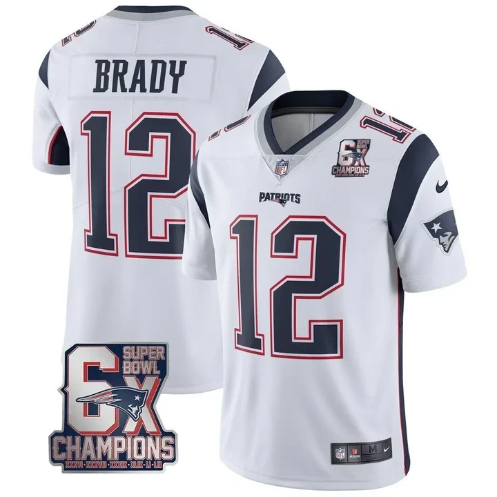 #12 Tom Brady New England Patriots Jersey – 6x SB Champions Patch