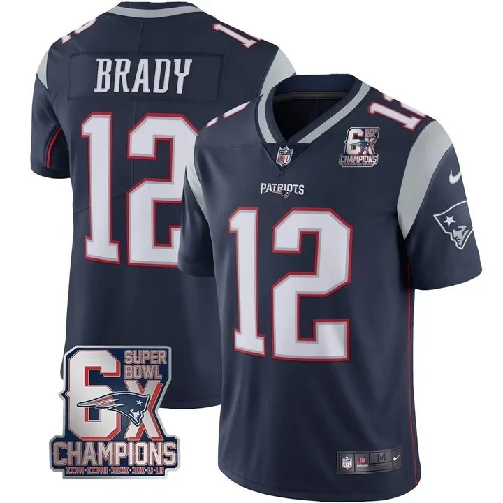 #12 Tom Brady New England Patriots Jersey – 6x SB Champions Patch