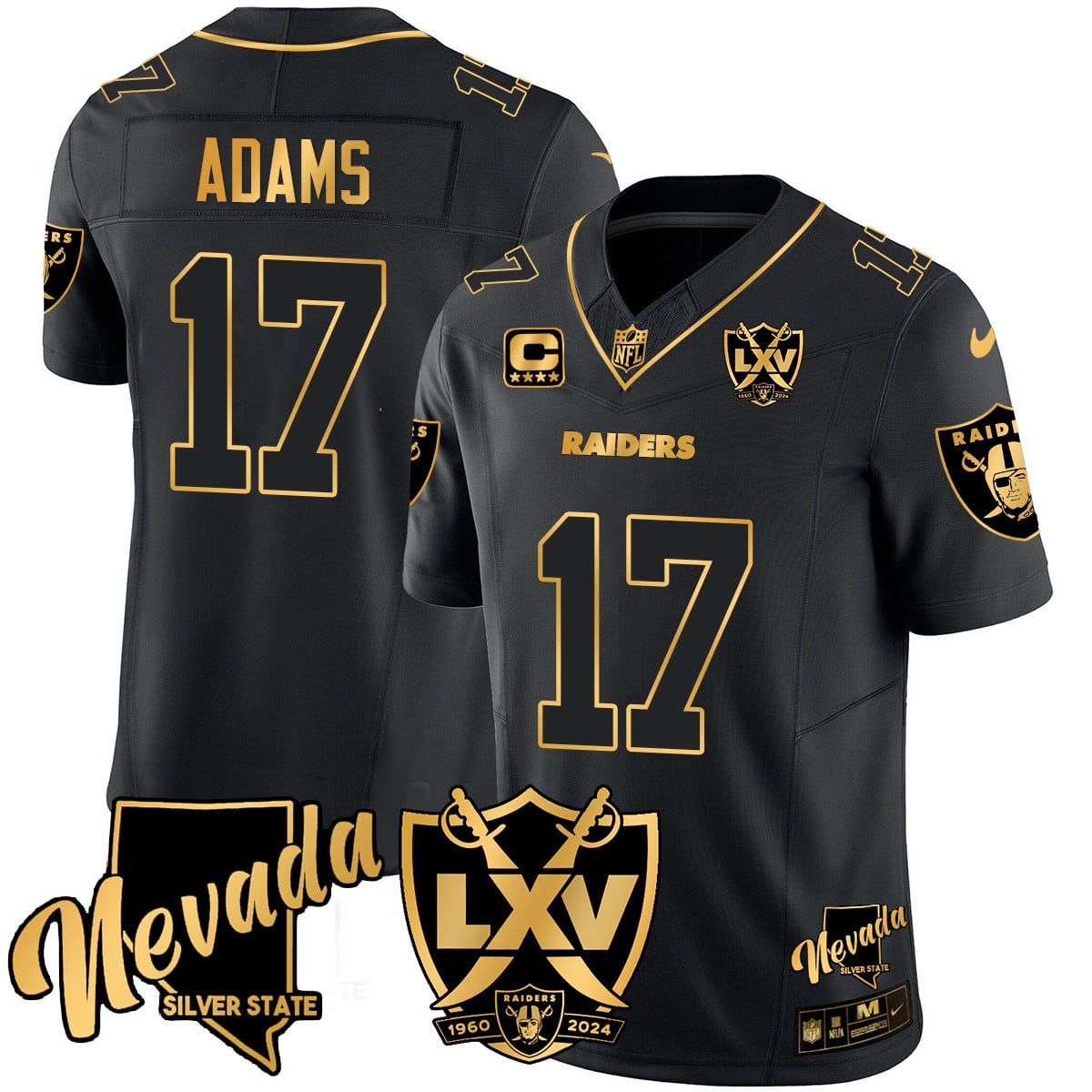 Men’s Raiders 2024 Vapor Limited Gold Jersey – 65th Anniversary – All Stitched