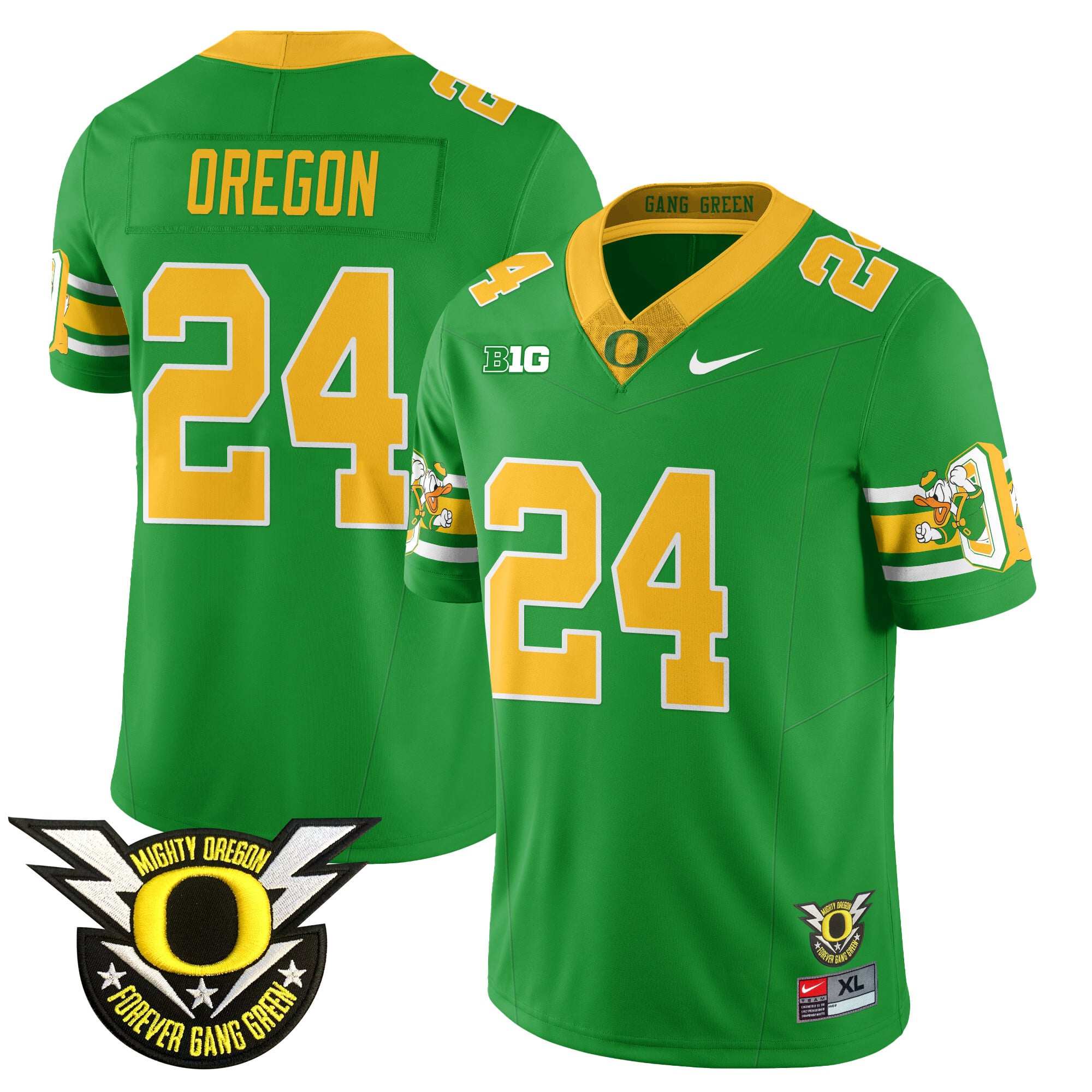 Men’s Oregon Football Forever Gang Green 2024 Jersey N1 – All Stitched