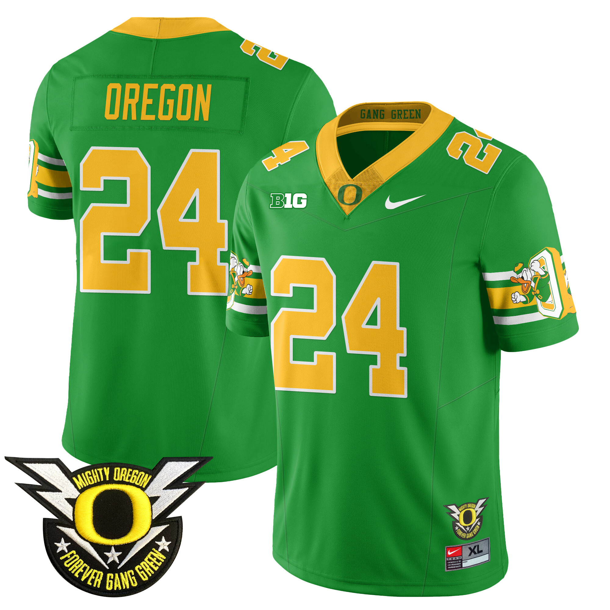 Men’s Oregon Football Forever Gang Green 2024 Jersey N1 – All Stitched