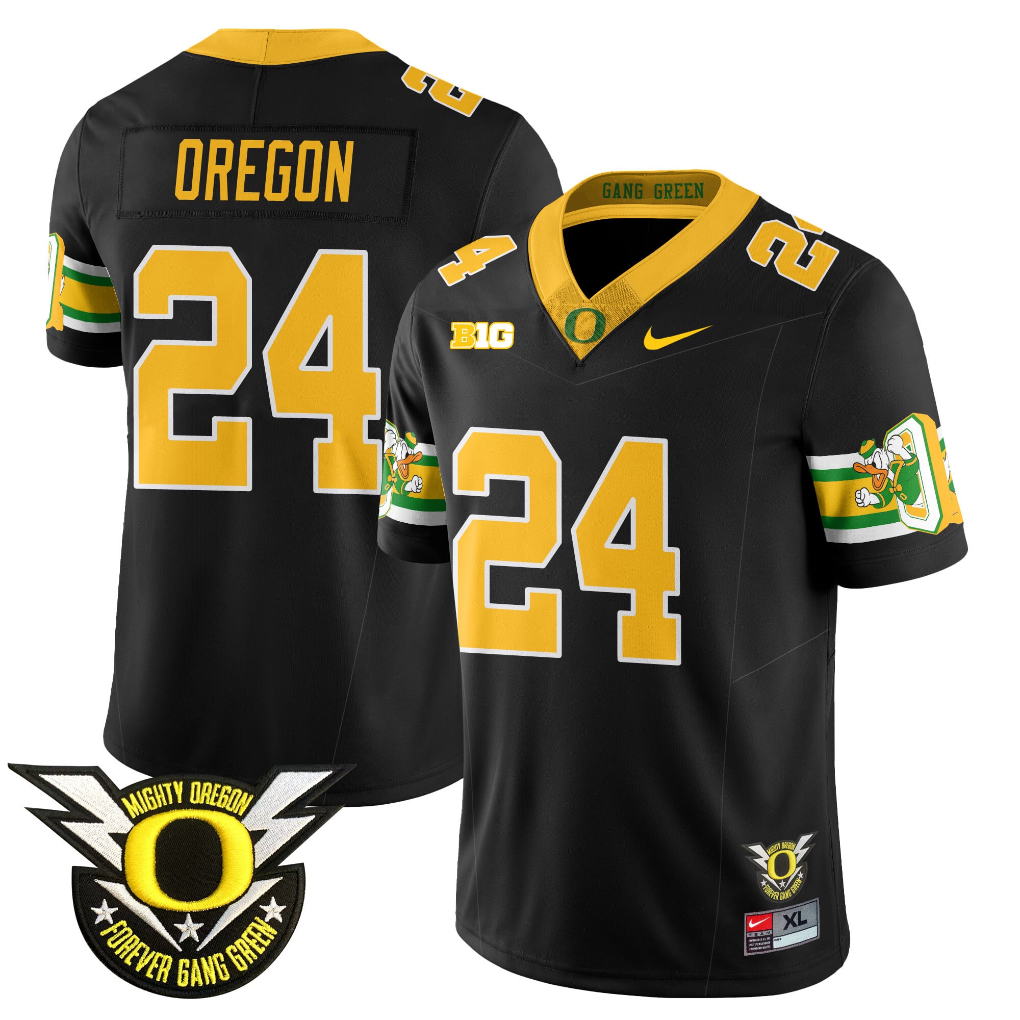 Men’s Oregon Football Forever Gang Green 2024 Jersey N1 – All Stitched