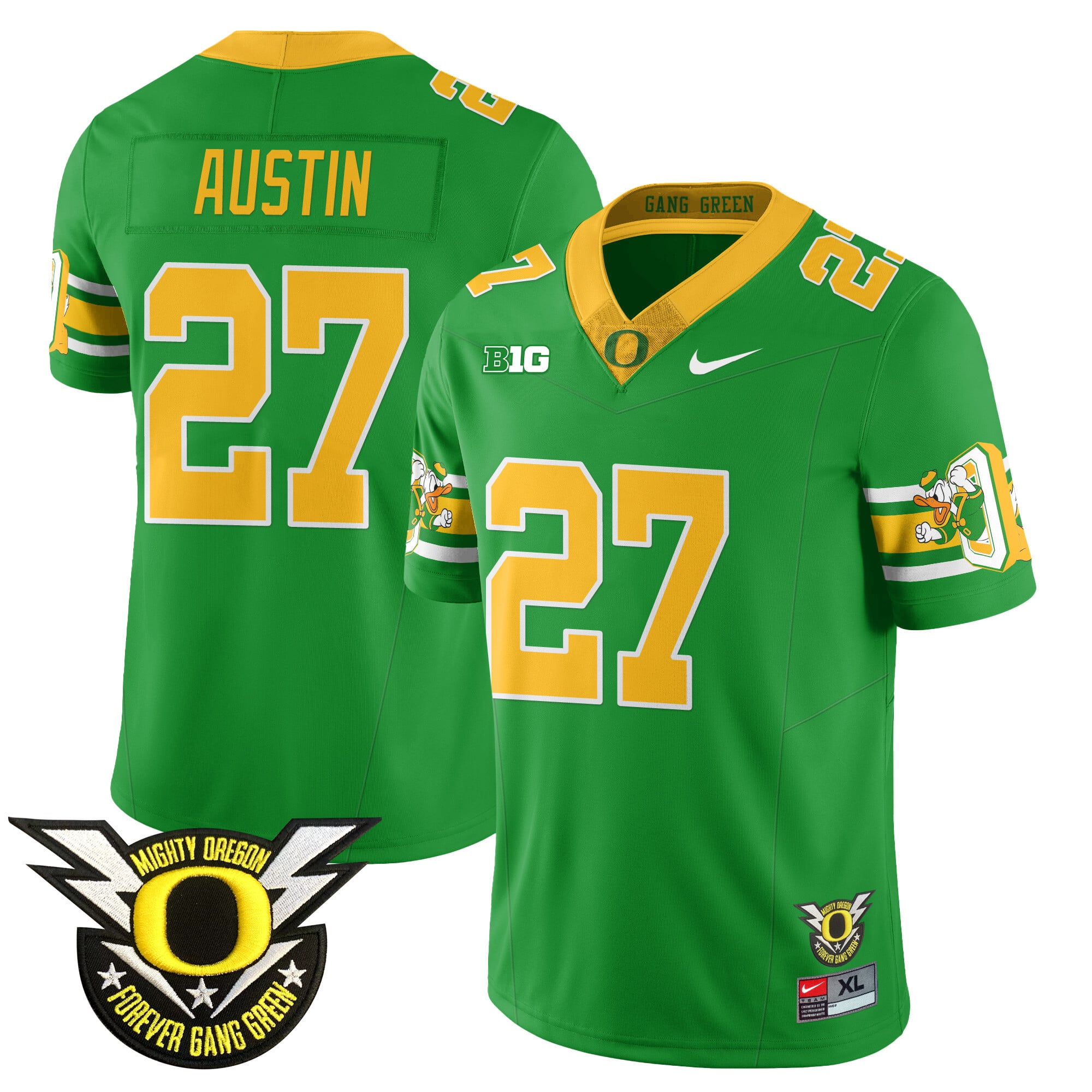 Men’s Oregon Football Forever Gang Green 2024 Jersey N1 – All Stitched