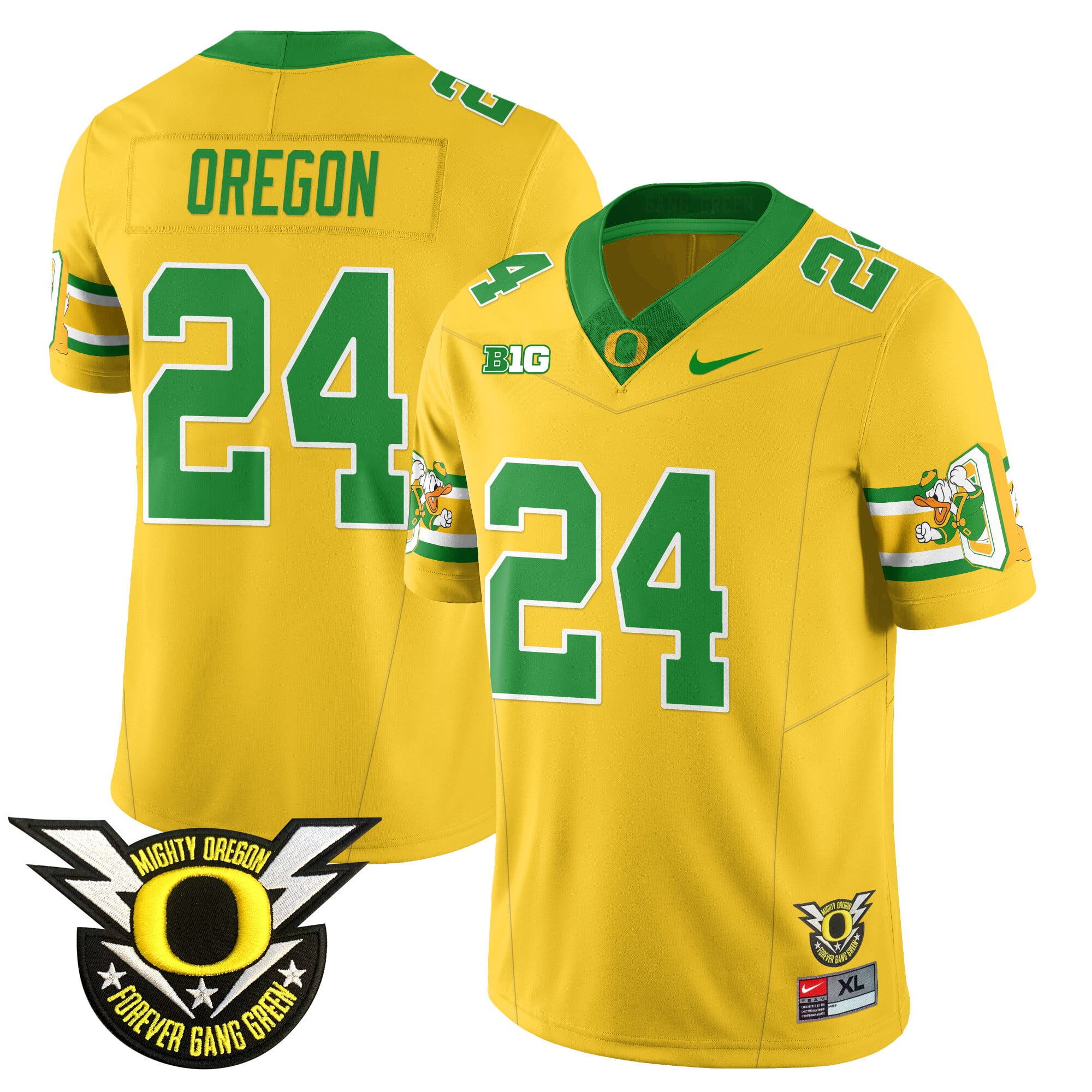 Men’s Oregon Football Forever Gang Green 2024 Jersey N1 – All Stitched
