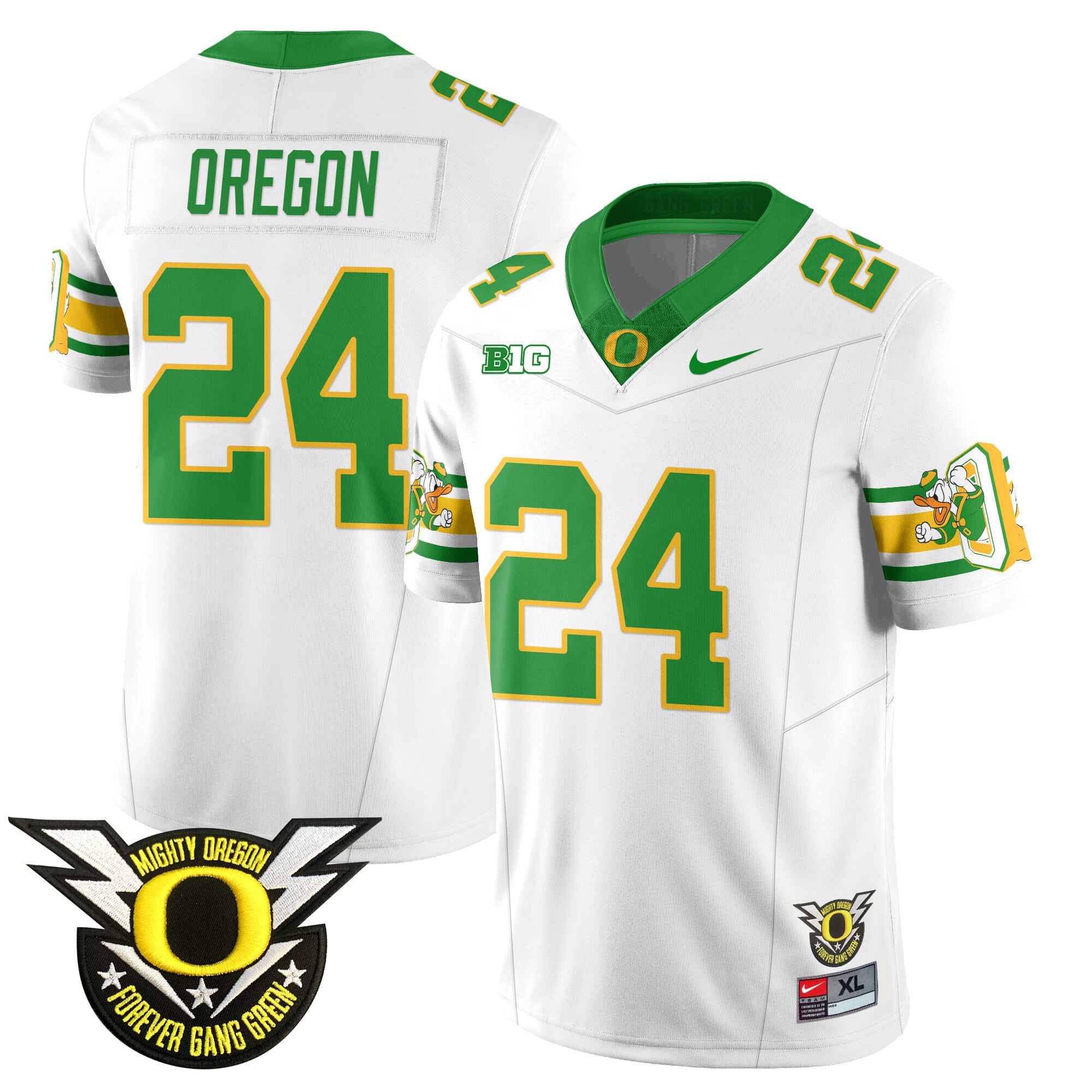 Men’s Oregon Football Forever Gang Green 2024 Jersey N1 – All Stitched