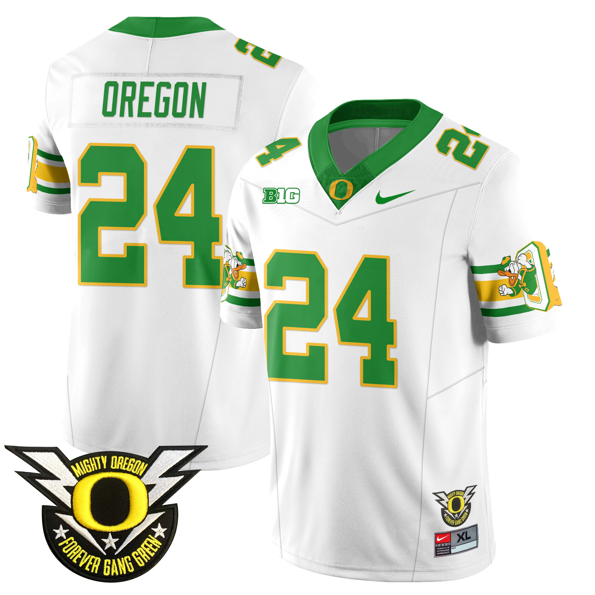 Men’s Oregon Football Forever Gang Green 2024 Jersey N1 – All Stitched