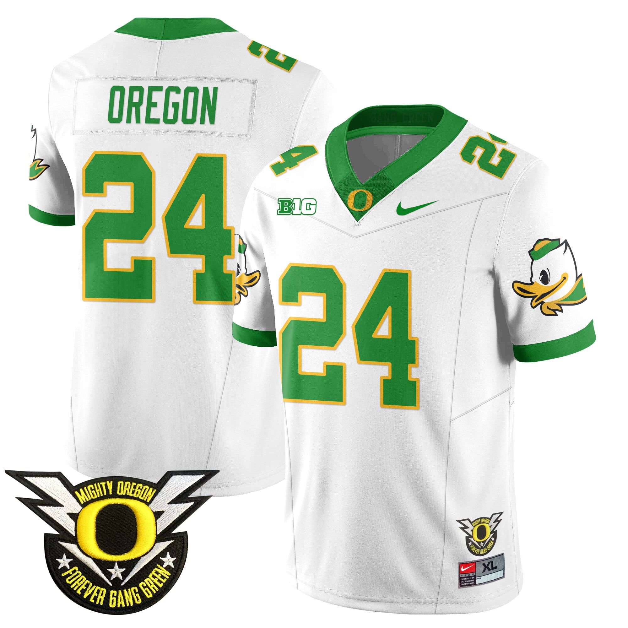 Men’s Oregon Football Forever Gang Green 2024 Jersey N2 – All Stitched