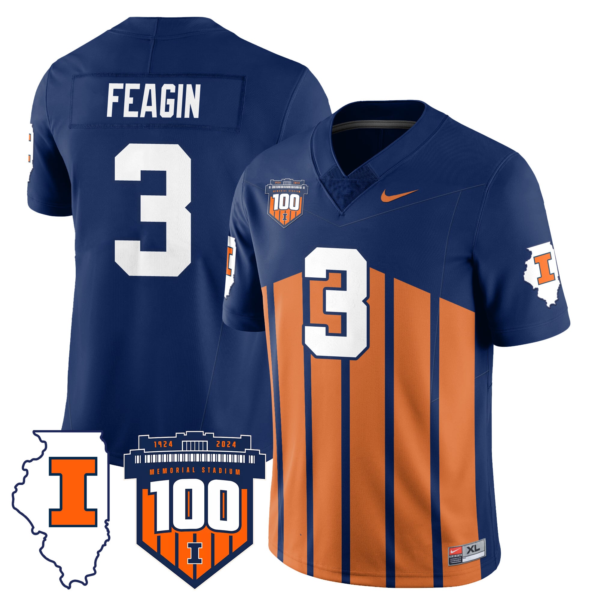Illinois Football Throwback Jersey – All Stitched