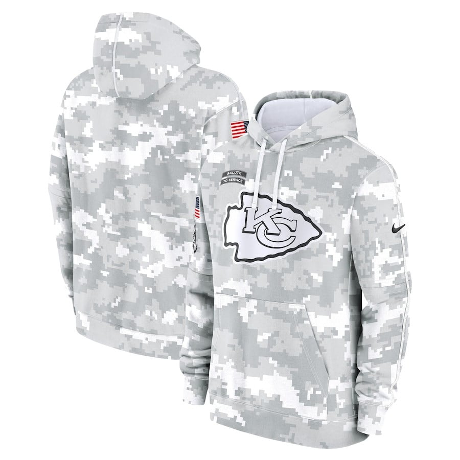 Kansas City Chiefs 2024 Salute to Service Pullover Hoodie – Arctic Camo