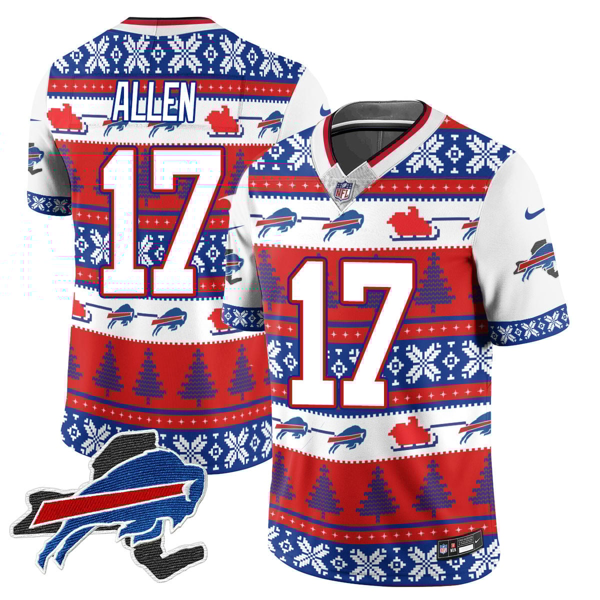 Men’s Bills 2024 Christmas Vapor Limited Jersey N1 409VTTLJS033