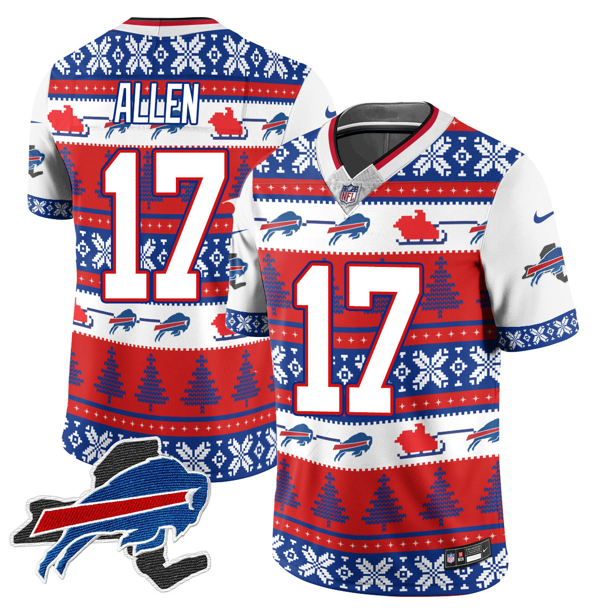 Men’s Bills 2024 Christmas Vapor Limited Jersey N1 409VTTLJS033