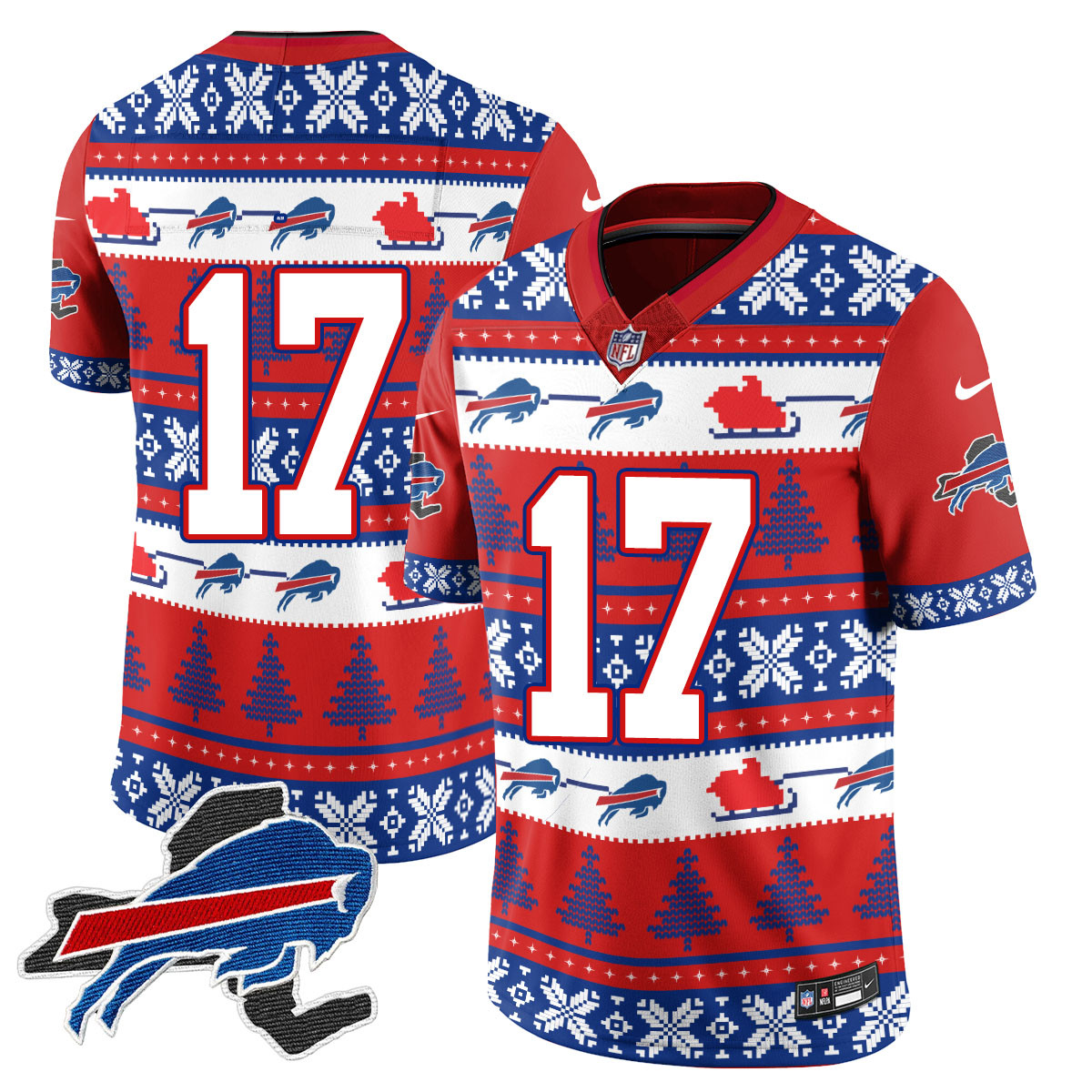 Men’s Bills 2024 Christmas Vapor Limited Jersey N1 409VTTLJS033