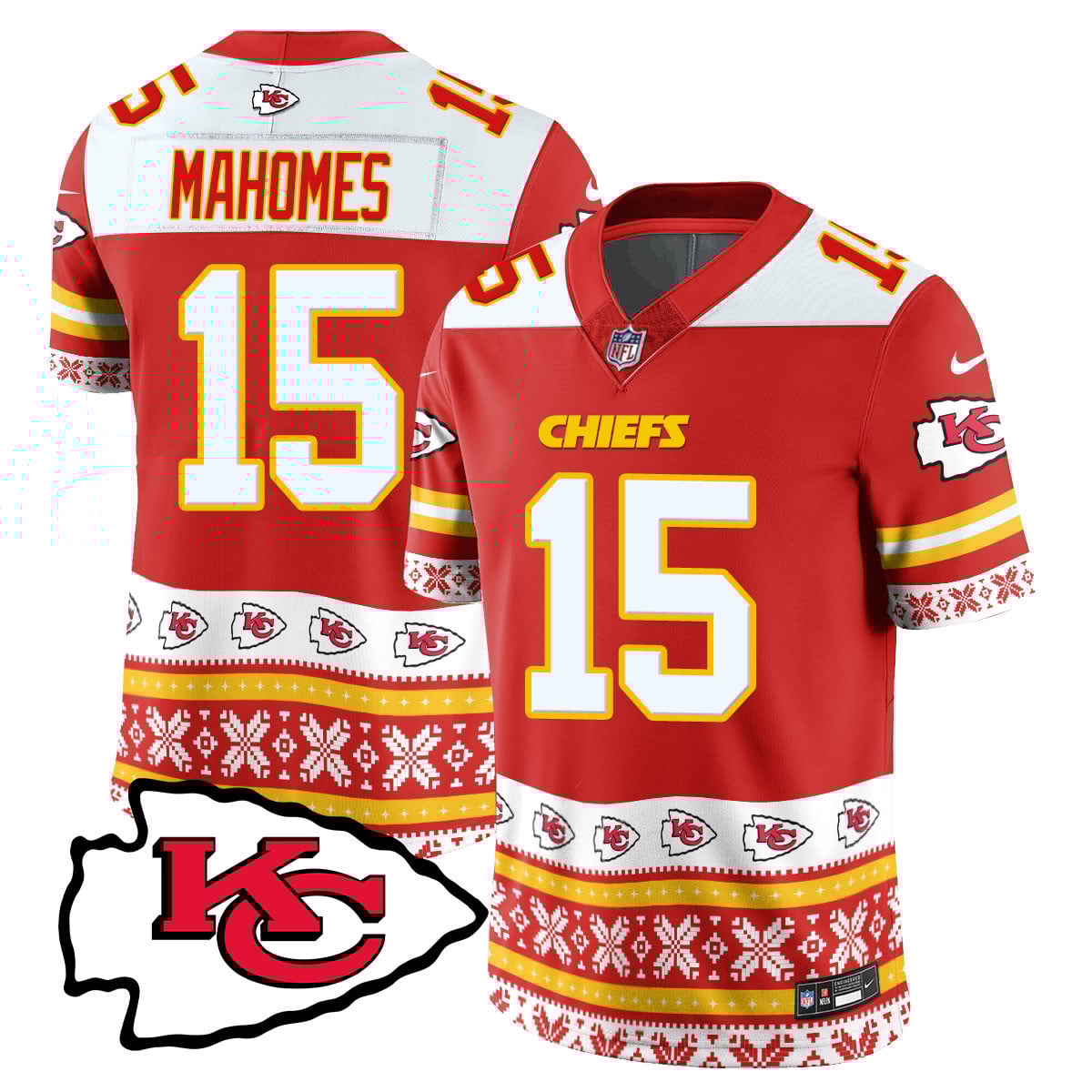Men’s Chiefs 2024 Christmas Vapor Limited Jersey – Printed 410VTTLJS002