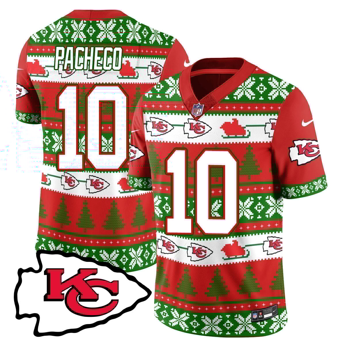 Men’s Chiefs 2024 Christmas Vapor Limited Jersey N1 – Printed 410VTTLJS002