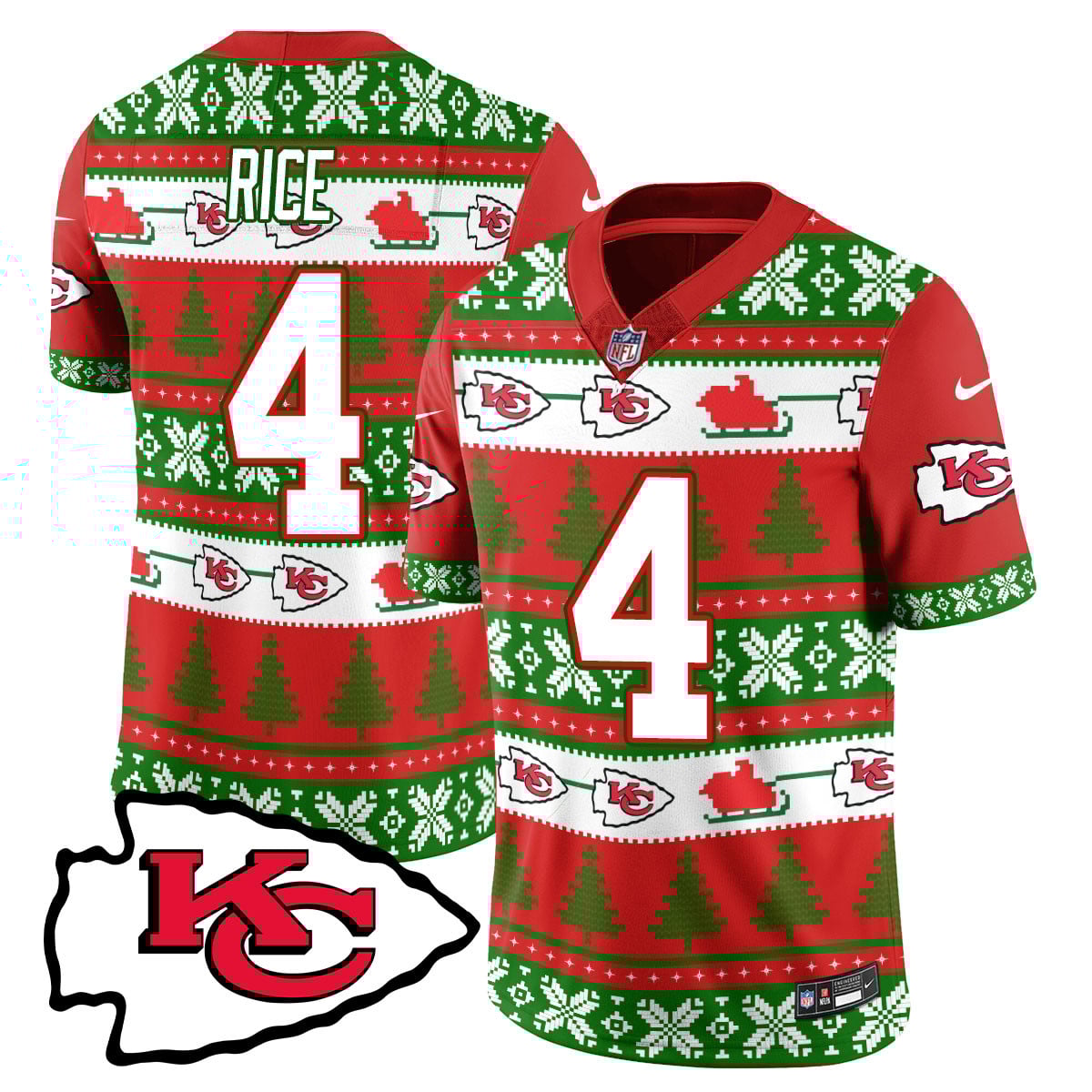 Men’s Chiefs 2024 Christmas Vapor Limited Jersey N1 – Printed 410VTTLJS002