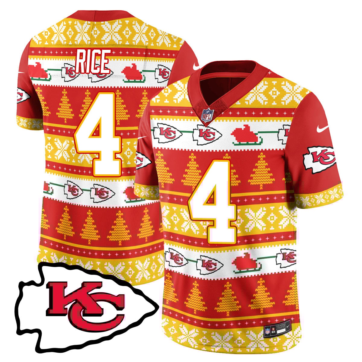 Men’s Chiefs 2024 Christmas Vapor Limited Jersey N1 – Printed 410VTTLJS002