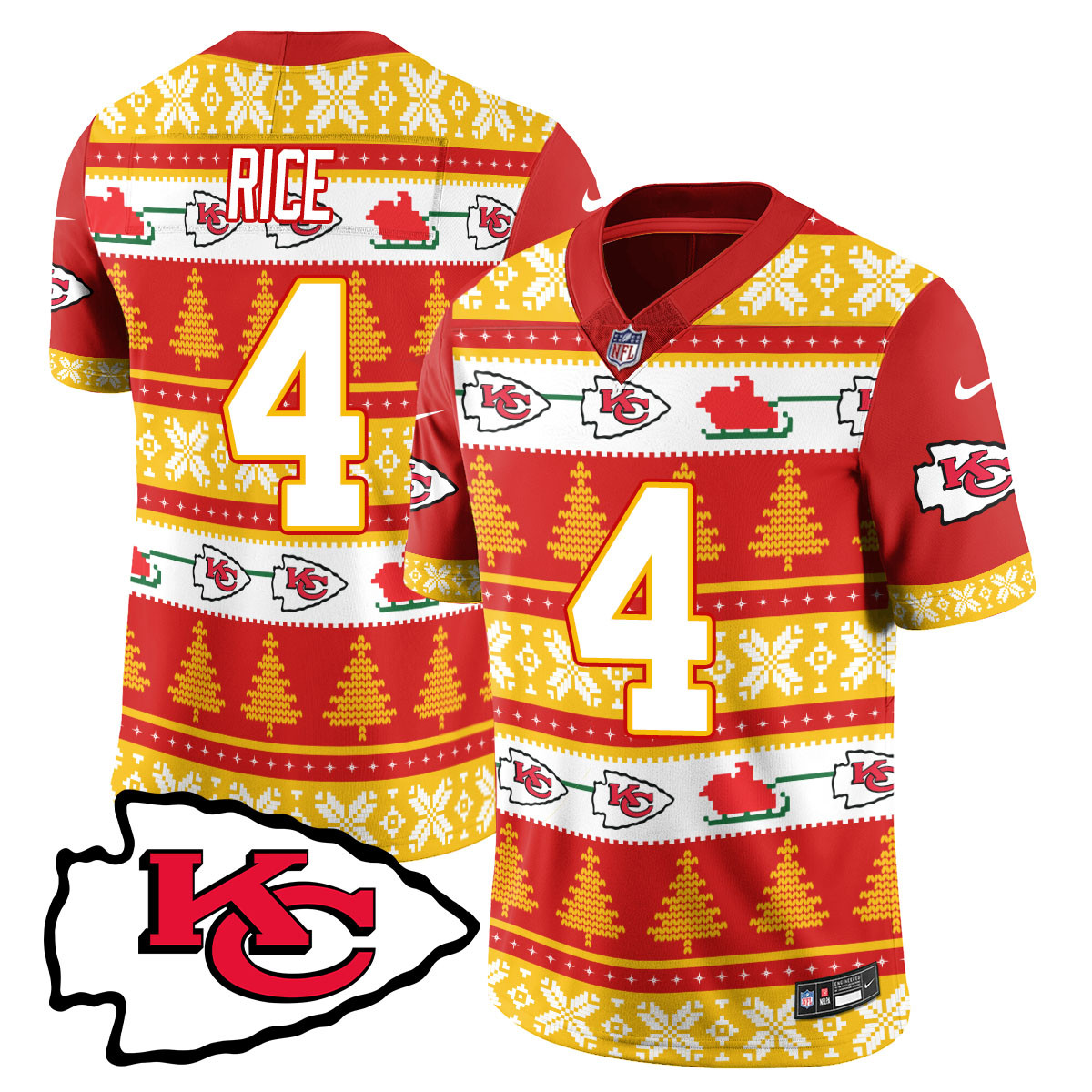 Men’s Chiefs 2024 Christmas Vapor Limited Jersey N1 – Printed 410VTTLJS002