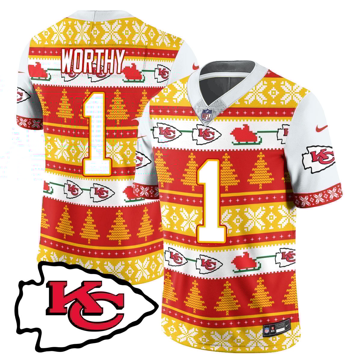 Men’s Chiefs 2024 Christmas Vapor Limited Jersey N1 – Printed 410VTTLJS002