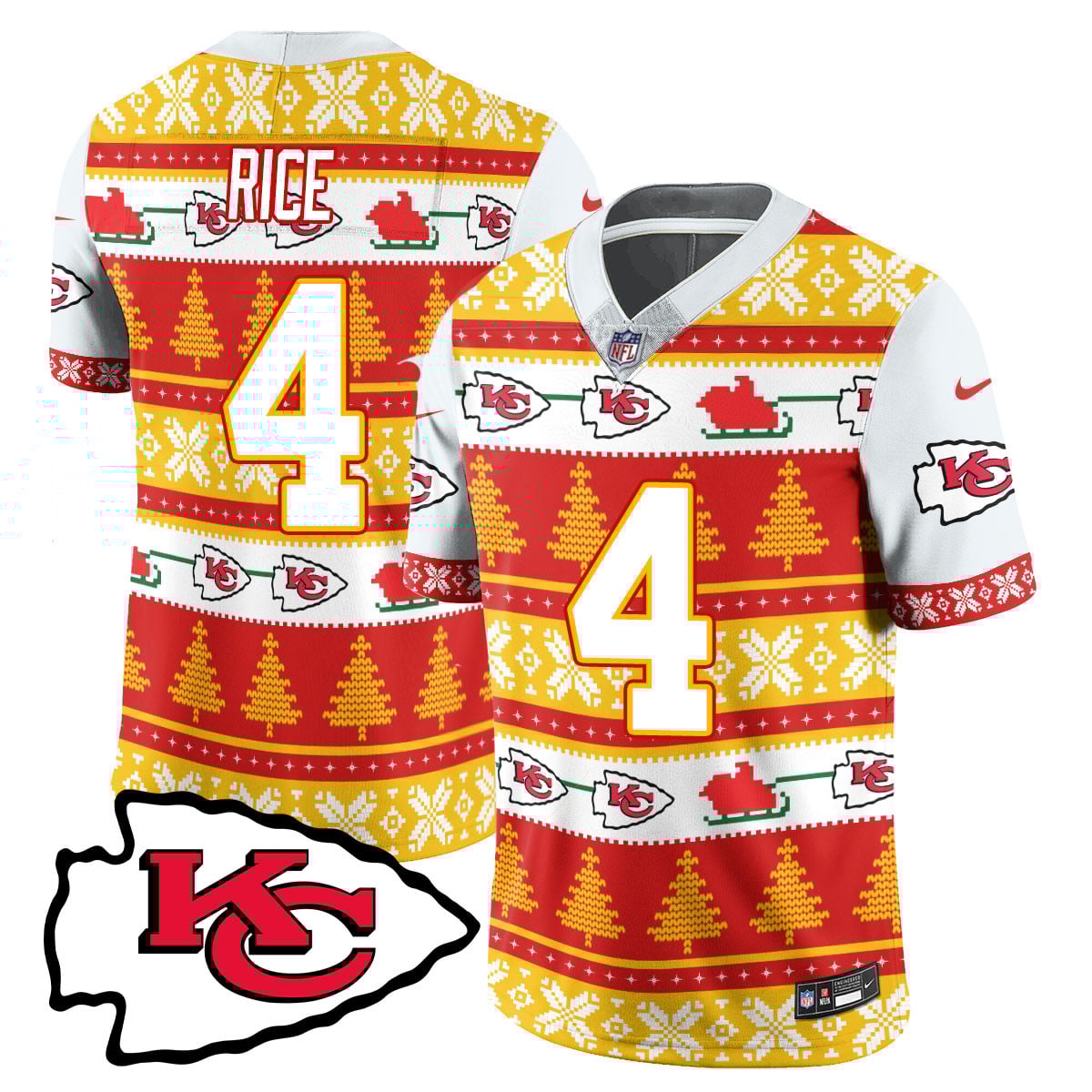 Men’s Chiefs 2024 Christmas Vapor Limited Jersey N1 – Printed 410VTTLJS002