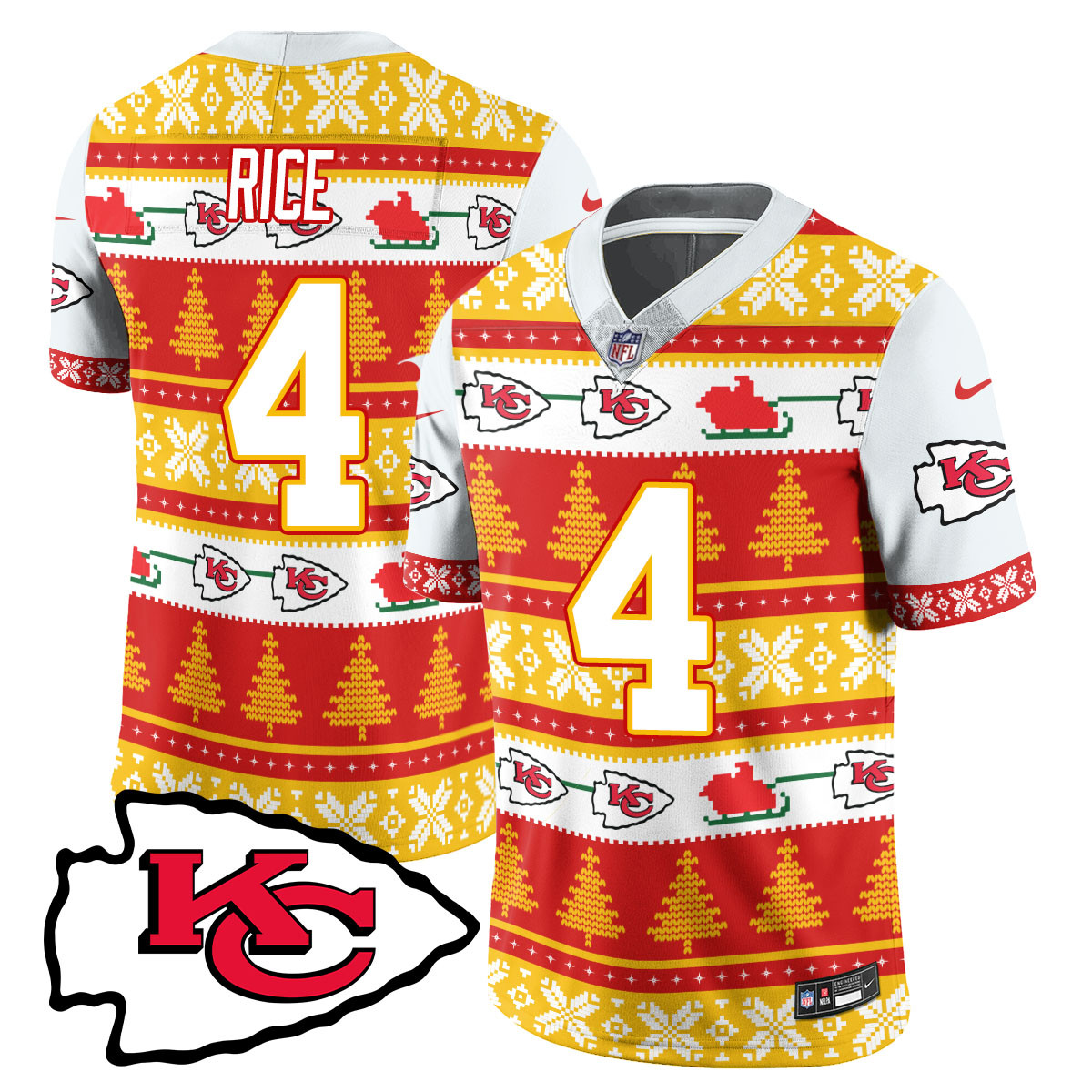 Men’s Chiefs 2024 Christmas Vapor Limited Jersey N1 – Printed 410VTTLJS002