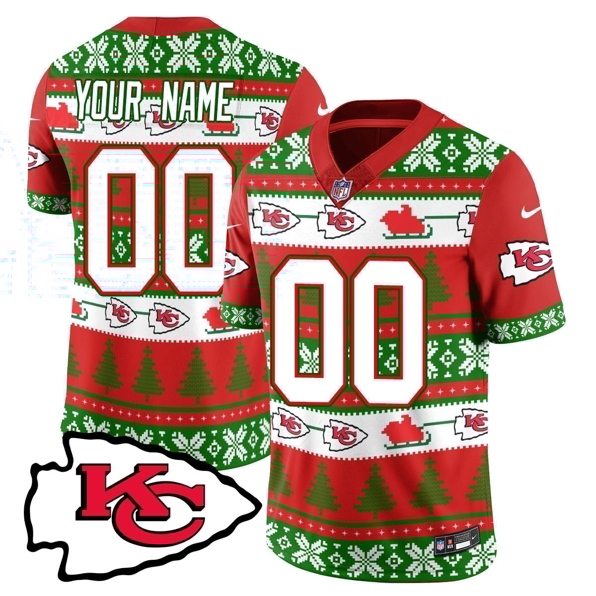 Custom Name/Gender Chiefs 2024 Christmas Vapor Limited Jersey N1 – Printed 410VTTLJS002