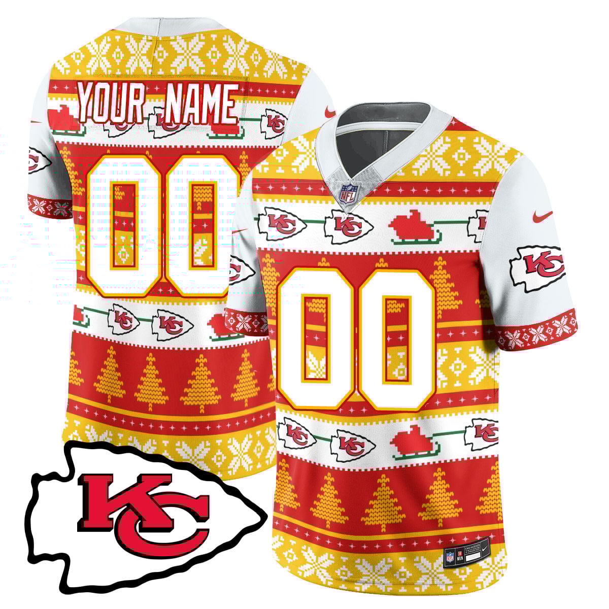 Custom Name/Gender Chiefs 2024 Christmas Vapor Limited Jersey N1 – Printed 410VTTLJS002