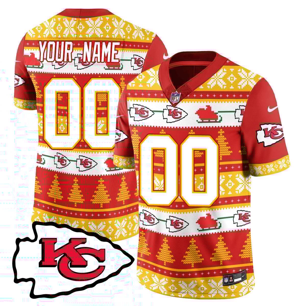 Custom Name/Gender Chiefs 2024 Christmas Vapor Limited Jersey N1 – Printed 410VTTLJS002