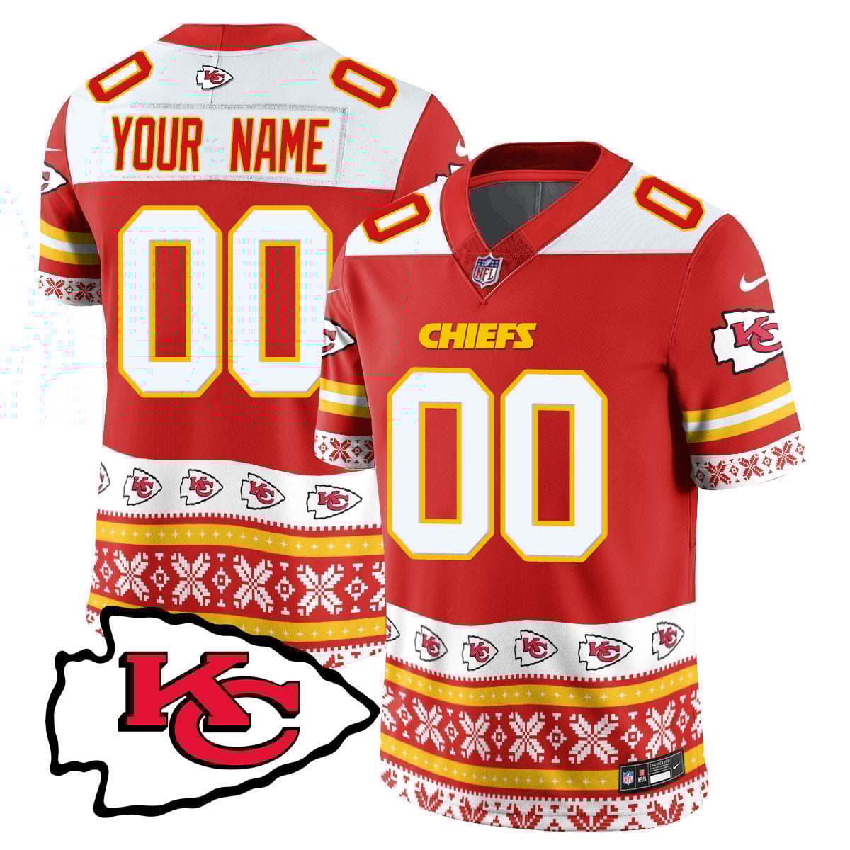 Custom Name/Gender Chiefs 2024 Christmas Vapor Limited Jersey – Printed 410VTTLJS002