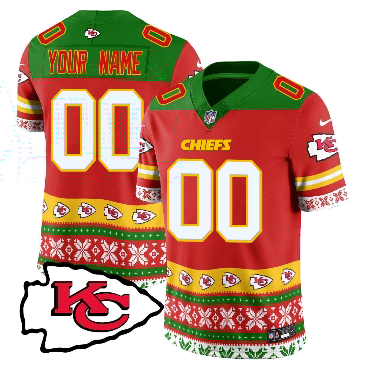 Custom Name/Gender Chiefs 2024 Christmas Vapor Limited Jersey – Printed 410VTTLJS002
