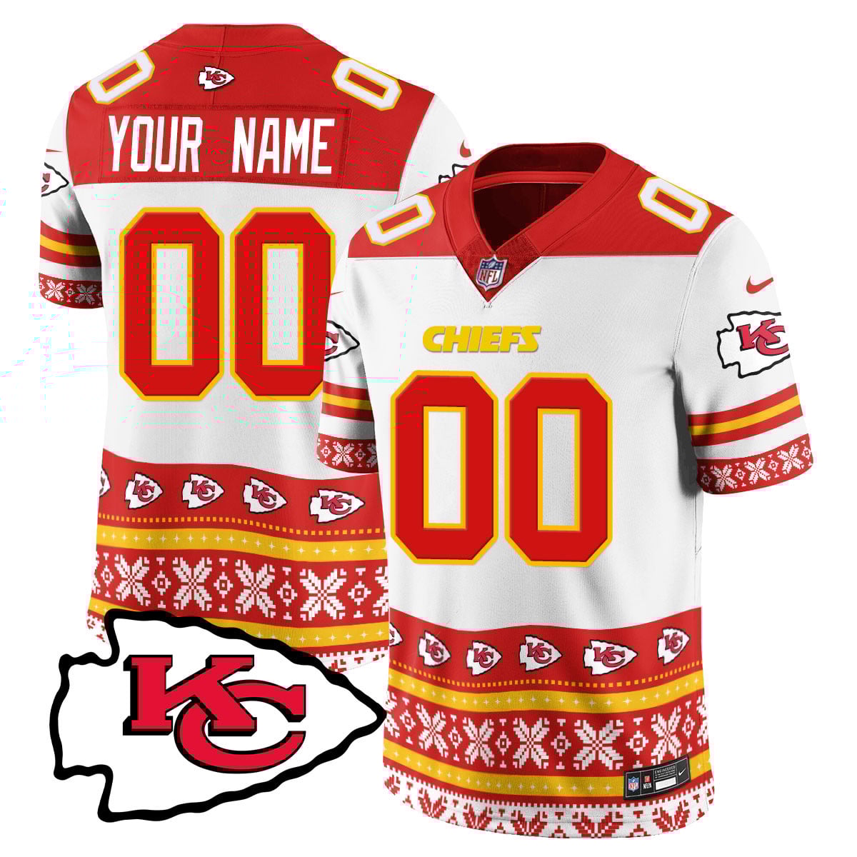 Custom Name/Gender Chiefs 2024 Christmas Vapor Limited Jersey – Printed 410VTTLJS002