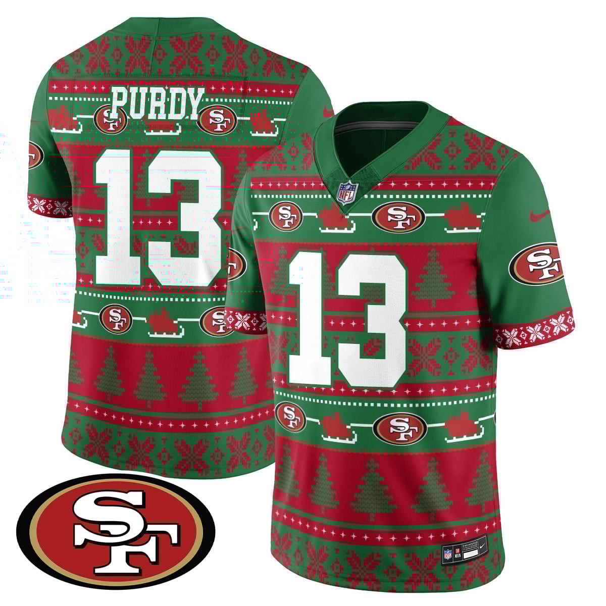 Men’s 49ers 2024 Christmas Vapor Limited Jersey – 410VTHNJS009