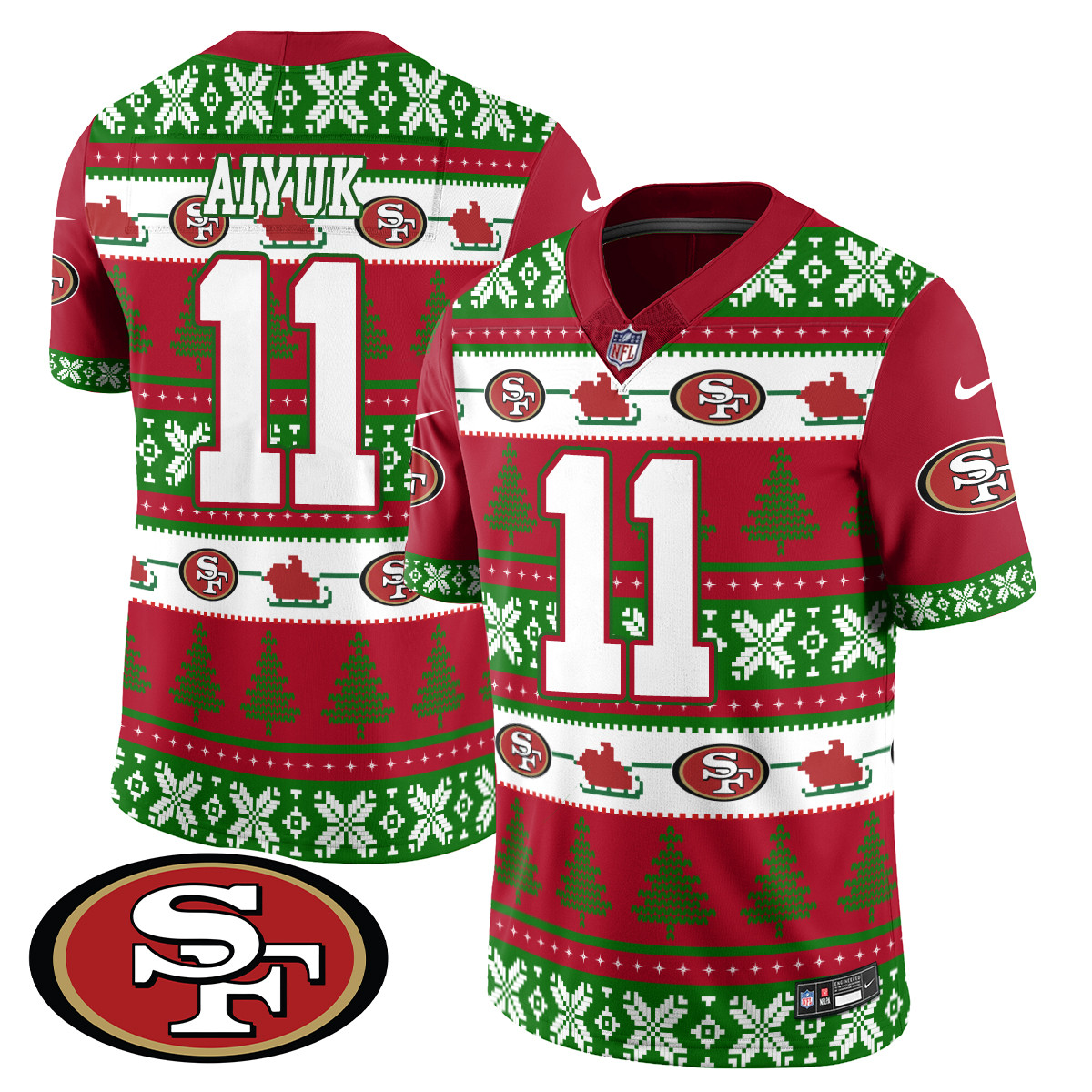 Men’s 49ers 2024 Christmas Vapor Limited Jersey – 410VTHNJS009