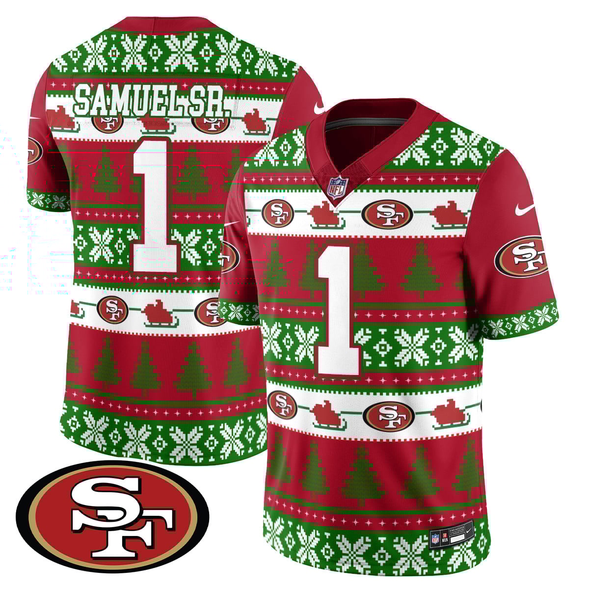 Men’s 49ers 2024 Christmas Vapor Limited Jersey – 410VTHNJS009