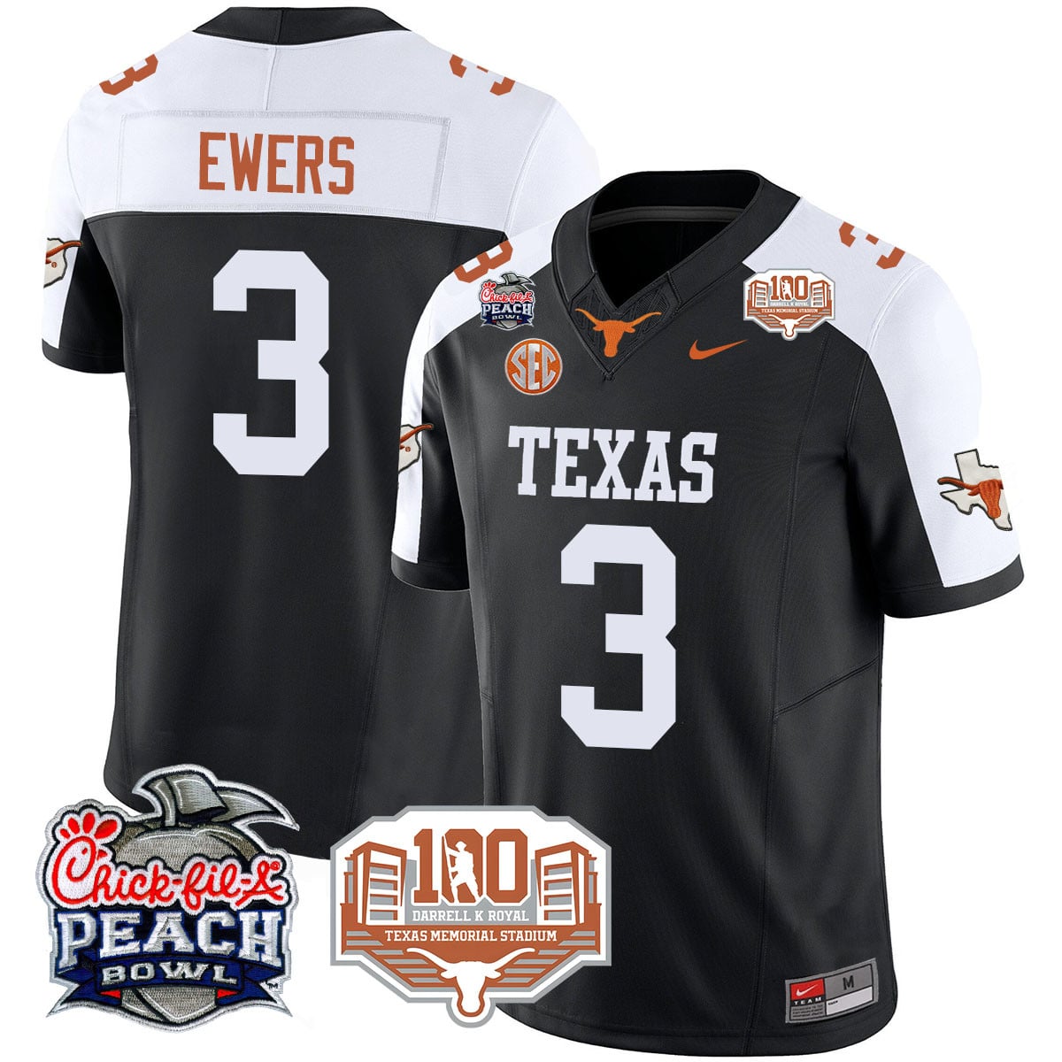 Men’s Texas Longhorns 2024 Chick-fil-A Peach Bowl Jersey – All Stitched