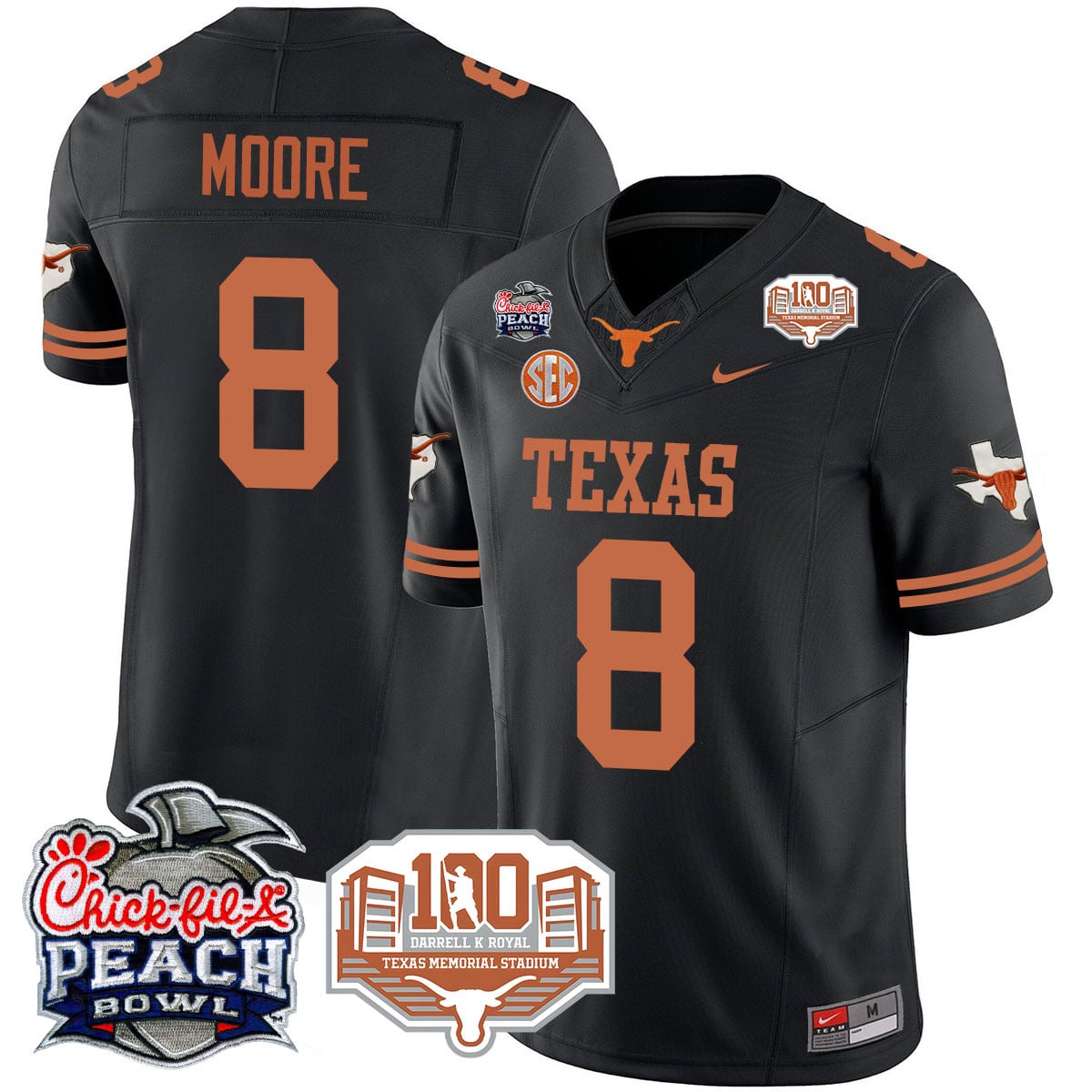 Men’s Texas Longhorns 2024 Chick-fil-A Peach Bowl Jersey – All Stitched